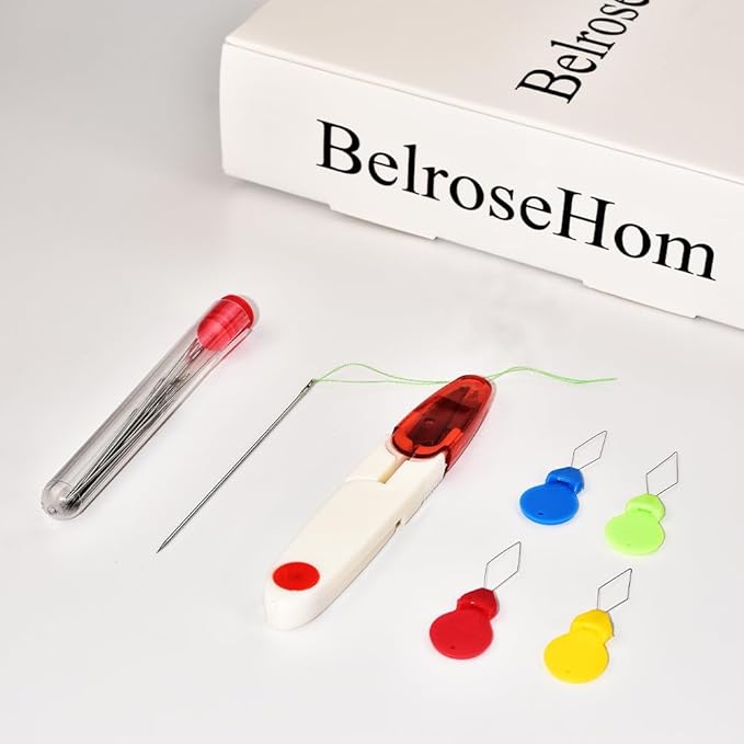 BelroseHom 30 PCS Large Eye Needles for Hand Sewing Crafts with Scissors,Embroidery Needles for Hand Sewing, Crafting, Mending, and DIY Projects, 5 Assorted Sizes