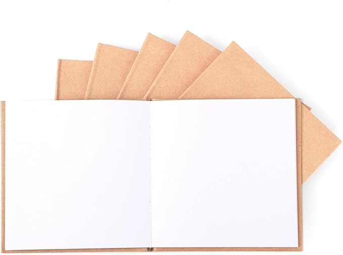Kraft Hard Cover Blank Books for Kids 5x5 – 6 Pack of Unlined Journals with 36 Pages Each – Durable 120gsm Paper for Drawing, Sketching, Writing & Classroom Projects DIY Storybooks & Art Notebooks