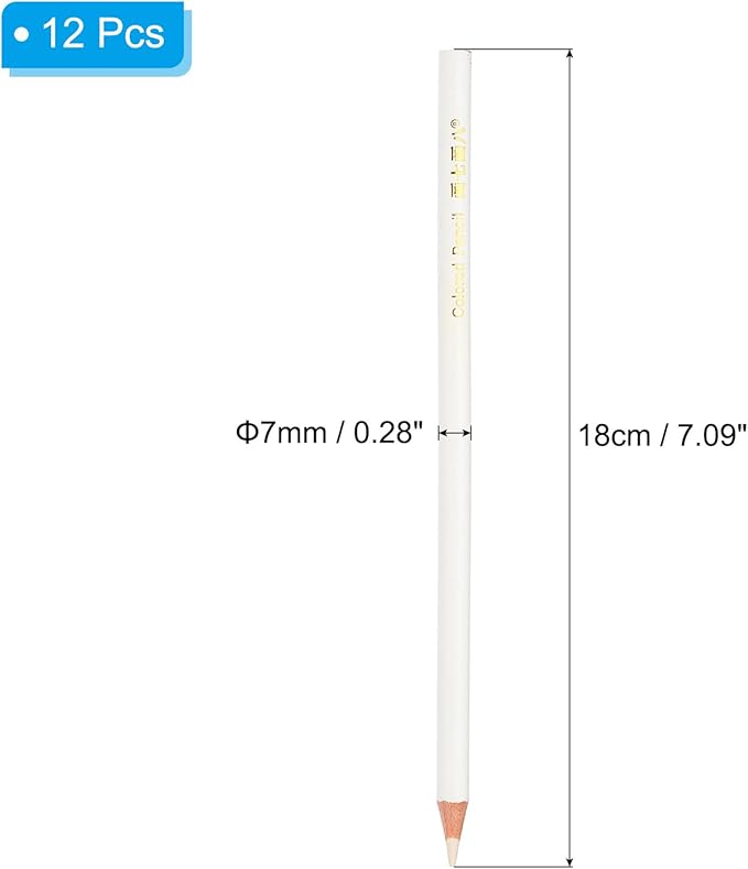 PATIKIL White Colored Pencils Set,12 Pcs Oil Color Pencils Wooden Coloring Drawing Pencil for Artists Art Painting