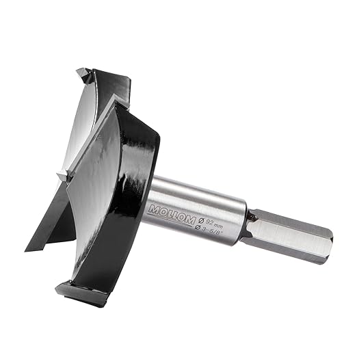 Mollom 3-5/8" (92mm) Forstner Drill Bit for Precise Woodworking with Durable YG8 Carbide Thickness of 2.0mm,This Hinge Cutter Tool is Ideal for Hard Wood, Plastic, Plywood