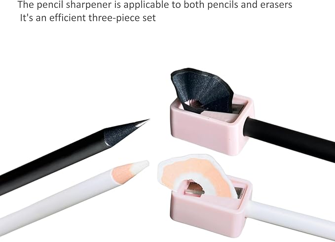 HB Cool Black Pencil Set 9 Pre-Sharpened Pencils,3 Pen-Shaped Erasers & 1 Sharpener, Drawing pencil School Pencil Artist Pencils Sketching Pencil sharpener