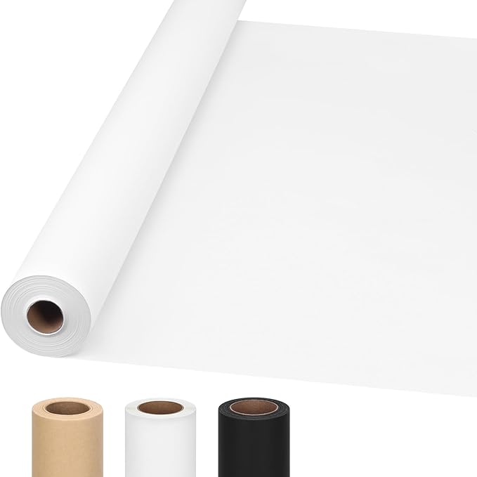 Moretoes 36" x 2,400"(200') White Wrapping Paper Roll, Kraft Packing Paper Roll for Gift Wrapping Craft Bulletin Board Banner Art Bouquet Flower Packing Moving Shipping 75GSM