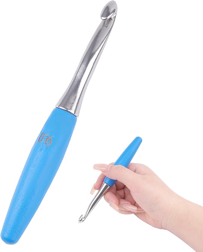 Crochet Hooks 9mm Crochet Hook Soft Lightweight Wood Ergonomic Handle and Stainless Steel Crochet Needles Tip (9 mm-M)