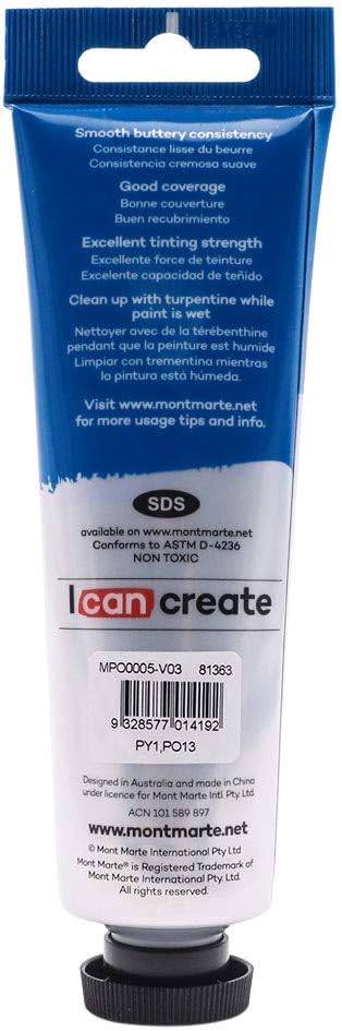 Mont Marte Oil Paint Premium, 3.4 US fl.oz (100ml) Tube, Orange Yellow, Heavy Body Paint, Artist Quality, Good Coverage, Excellent Tinting Strength, Ideal for Painting Canvas