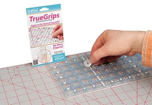 Truecut Quilter’s Ruler & Rotary Cutter Combo– Includes 45mm My Comfort Rotary Cutter, 6.5 x 24.5 Inch Ruler, Ruler Grips, & TrueSharp 2 Rotary Blade Sharpener