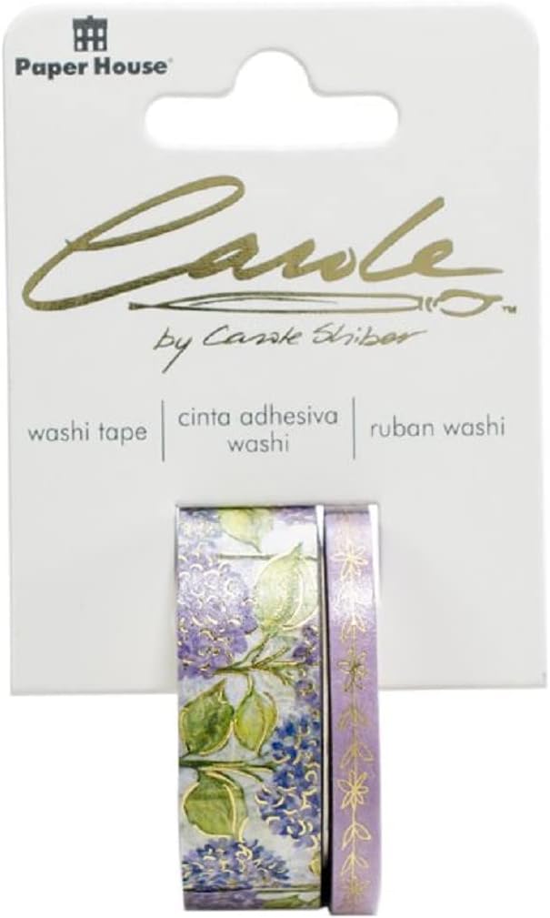 Paper House Productions Carole Shiber Pastel Hydrangeas Set of 2 Foil Accent Washi Tape Rolls for Scrapbooking and Crafts
