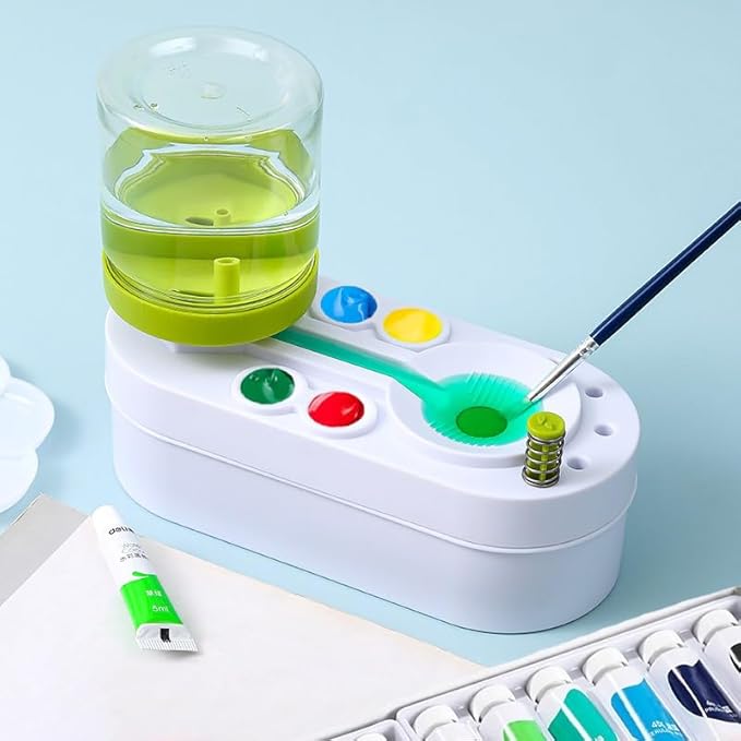 2025 Upgraded Paint Brush Cleaner Tool Brush Rinser, Watercolor/Oil-Based Paintbrush Cleaners, Painting Station Flush My Brush, Gift for Artist Kids Adults and Girls, Pre-Assembled(Green)