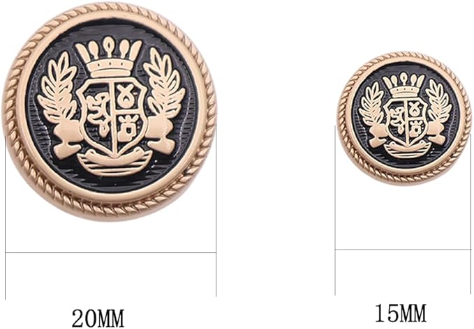 14PCS Black Gold Metal Blazer Button Set,15 mm and 20mm Buttons for Sewing Vintage Buttons,Blazers, Suits, Sport Coats, Uniform, Jackets YIGUANXIN