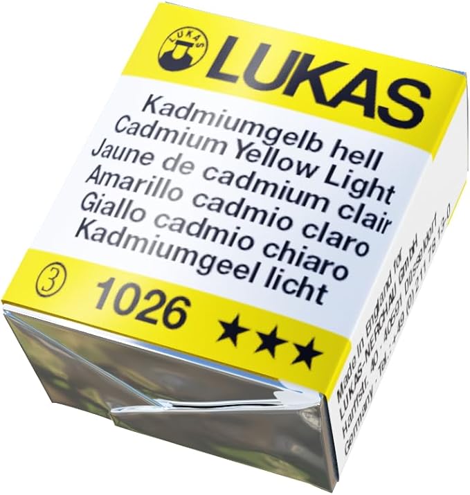 Lukas 1862 Aquarell Artists' Watercolor Pans, Cadmium Yellow Light Half Pan - Vibrant Professional Grade Watercolor Paint - Easy-to-Wet, Intense Color, Long-lasting - For Professional Watercolorists