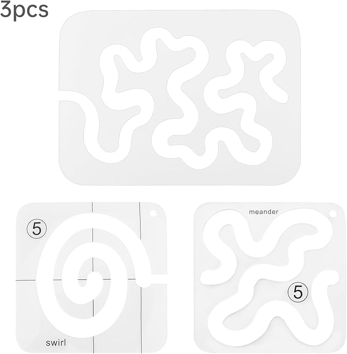 3 Pcs Acrylic Free Motion Quilting Rulers and Templates Set for Machine Quilting/DIY Quilting & Patchwork (3)