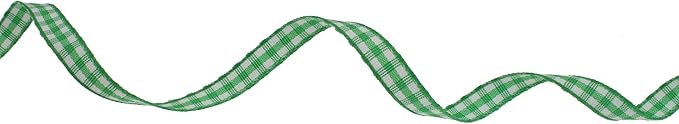 Gingham Ribbon 50 Yard Each Roll 100% Polyester Woven Edge (1/4" x 50 Yards, Green)