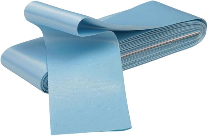 Light Blue Satin Blanket Binding 2 Inch x 4 3/4 Yards Single Fold Tape for Quilt Edging Blue Smooth Finish Easy to Sew On Durable Trim Material Ideal for Blanket Crafts DIY Projects Sewing