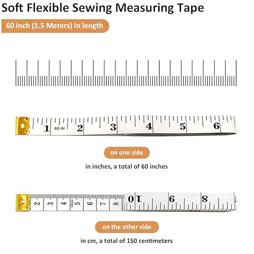3-Pack Tape Measure Body Double Scale Soft Measuring Tape 60inch (150cm), Flexible Sewing Cloth Craft Fabric Ruler for Body Measurements & Weight Loss, Accurate & Easy to Read Large Clearly Numbers