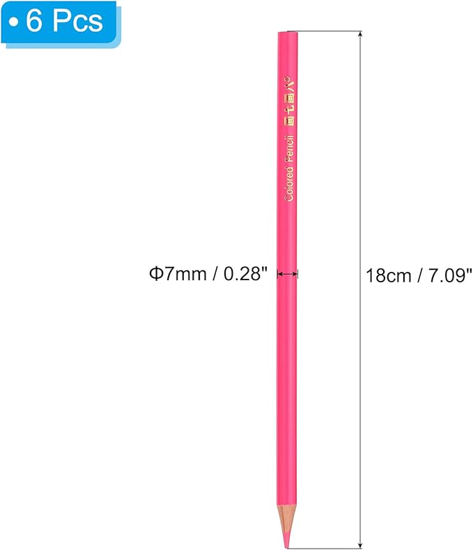 PATIKIL Pink Colored Pencils Set,6 Pcs Oil Color Pencils Wooden Coloring Drawing Pencil for Artists Art Painting