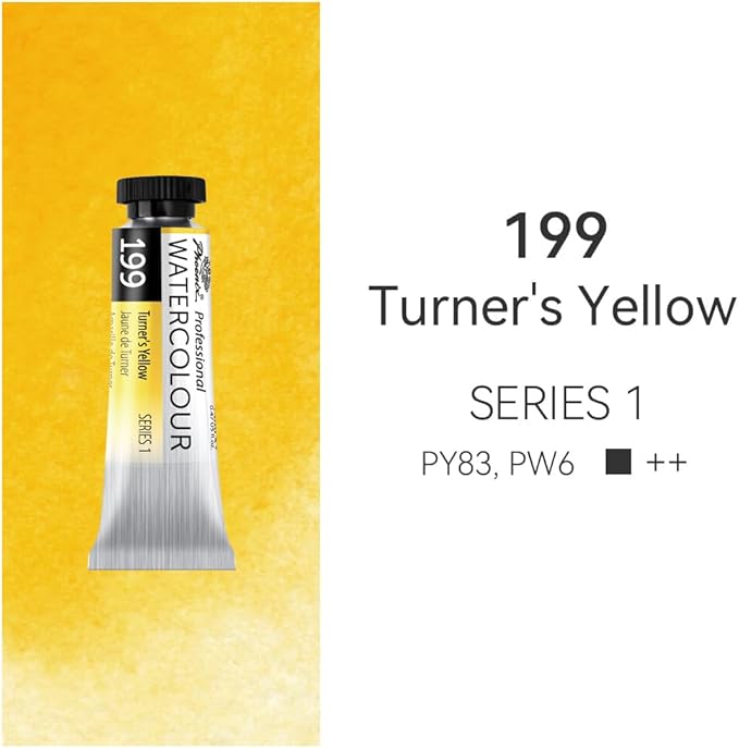 PHOENIX Professional Watercolor Paint Single Tube - 0.47 Fl Oz / 14ml - Turner's Yellow