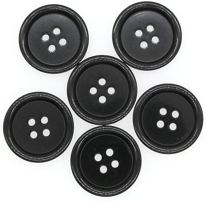 50PCS 1 1/5 Inch Black Button, 4 Holes Plastic Large Buttons for DIY Craft Sewing (Black, 30mm) YIGUANXIN