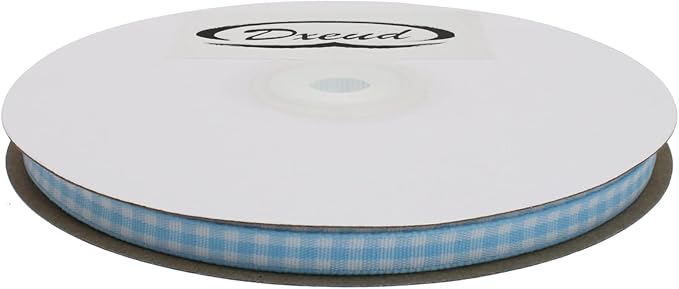 Gingham Ribbon 50 Yard Each Roll 100% Polyester Woven Edge (1/4" x 50 Yards, Light Blue)