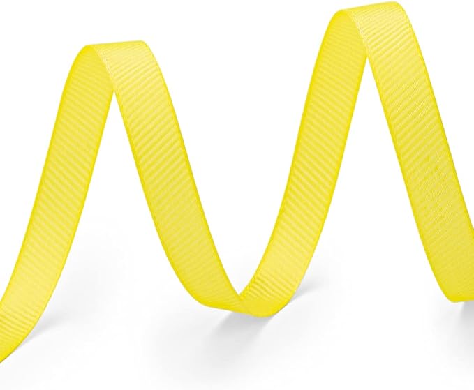 LIUYAXI 1/4" X 50 Yards Solid Yellow Grosgrain Ribbon, Perfect for Crafts, Wedding Decor, DIY Hair Accessories, Sewing, Gift Package Wrapping and More