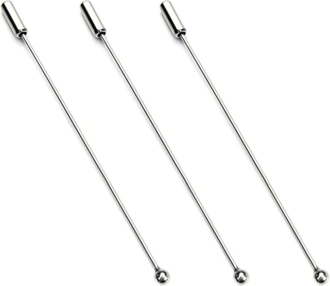 FDXGYH 2.68 Inch Stick Pin 10 Pcs Copper Brooch Safety Pins DIY Stopper End Hat Pins for Suit Tie Hat Scarf Accessories [Silver]