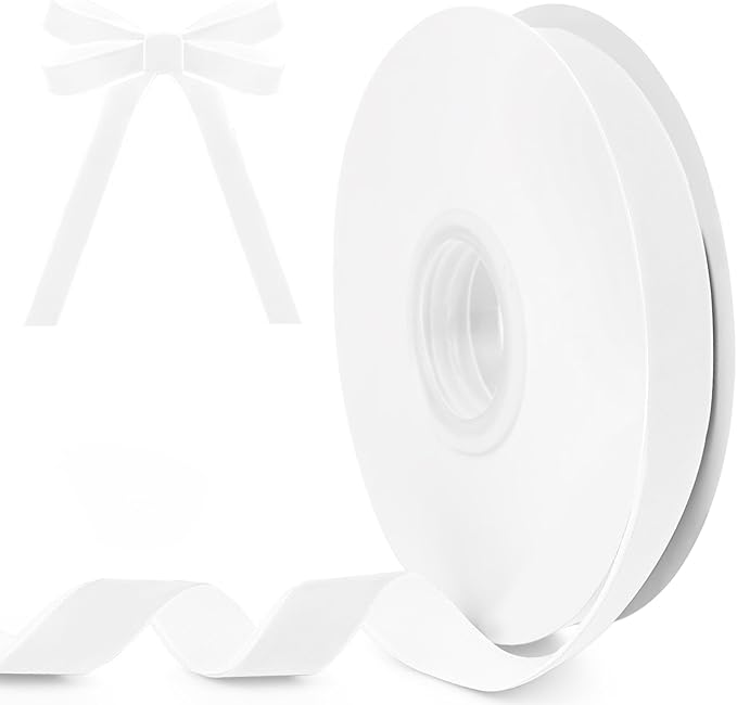 White Velvet Ribbon, 5/8 inch 10 Yards Vintage Velvet Ribbons Perfect for Christmas Tree Ornaments, Gift Wrapping, Wedding Decoration, Bows, Sewing, Crafts, Wreath and More