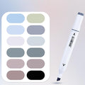 12Pcs Alcohol Markers Pure Color Series,Dual Tip Art Solid Color Markers Set for Adults Beginner Drawing Sketching (Winter Color)