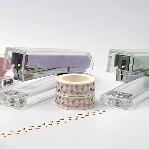 NatSumeBasics 2 Love Washi Tapes Hearts Scrapbook Tape Glitter Foil Masking Tapes for Decor Holiday Wedding (Bronze Hearts Tape)
