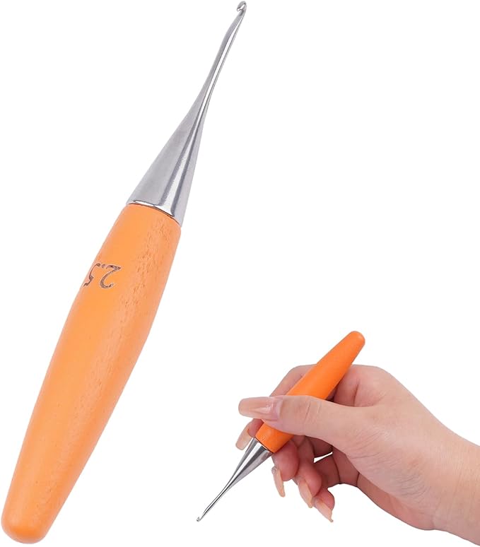 Crochet Hooks 2.5mm Crochet Hook Soft Lightweight Wood Ergonomic Handle and Stainless Steel Crochet Needles Tip (2.5 mm-C)