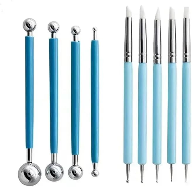 Professional Clay Sculpting Tools Set, Blue, 9 Pieces, Ball Stylus and Modeling Tools for Pottery, Ceramics, Art