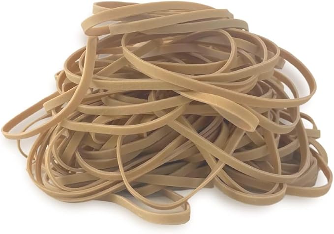 #33 Rubber Bands, All Purpose Rubber Bands, Natural Crepe, Approximately 640 Rubber Bands Per Bag, Rubber Band Measurements: 3-1/2" x 1/8'' - 1 Pound Bag