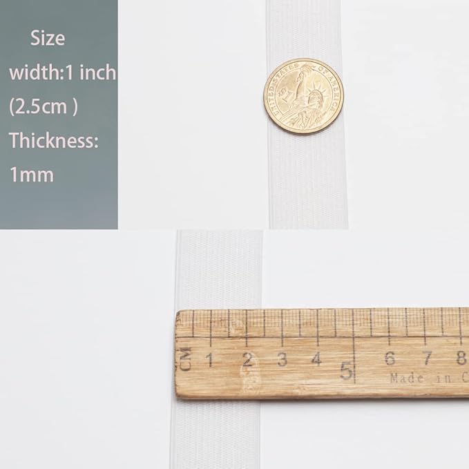 White Knit Elastic Band for Sewing 1inch 40 Yards -25mm Flat Heavy Stretchy Elastic Straps Elastic Band Spool for DIY Craft-Bedspread-Clothing-Pants Waistband-Wigs-Skirts- DIY Projects