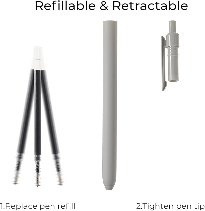 Y YOMA 4 Pcs Fine Point 0.5mm Gel Pen Black Ink Retractable Ballpoint Pen Smooth Writing Quick Dry Gel Pens Cute Aesthetic Pen Pastel Refillable Pen for School Home Office Supplies, Ash Grey