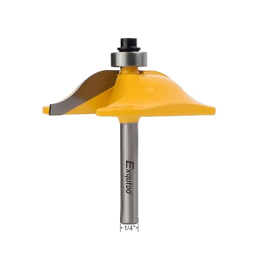 Exqutoo 1PCS 1/4" Shank 2-1/2" Diameter Raised Panel Cabinet Door Making Router Bit Woodworking Tools Door & Window Router Bit