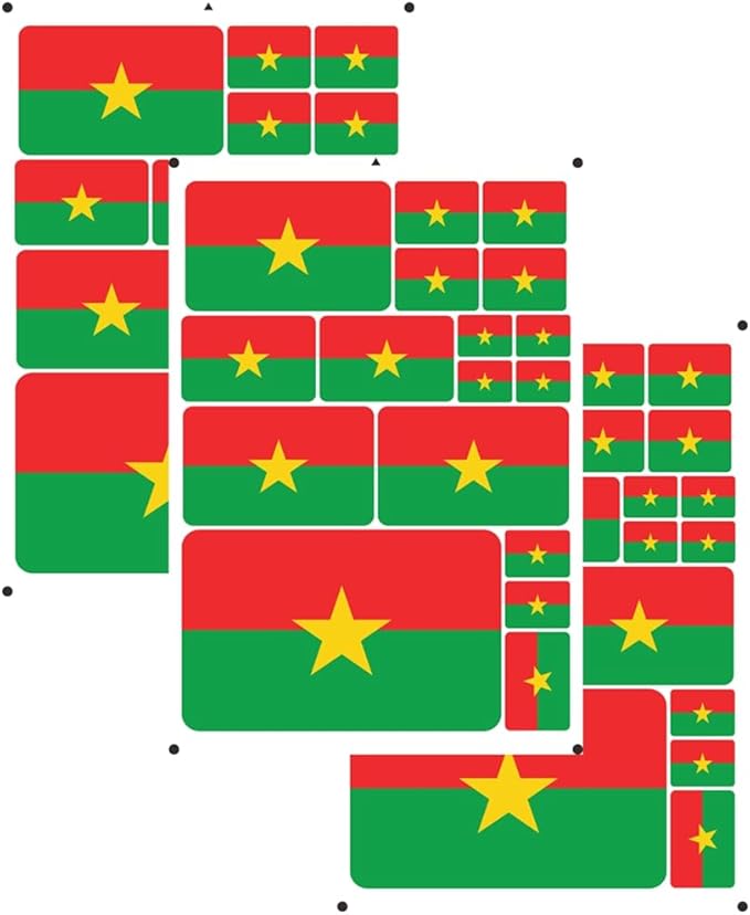 vmcoatdu Burkina Faso Flag Laser Printing Sticker 3 Pcs Decal in Multiple Sizes Stickers (Green Burkina Faso)