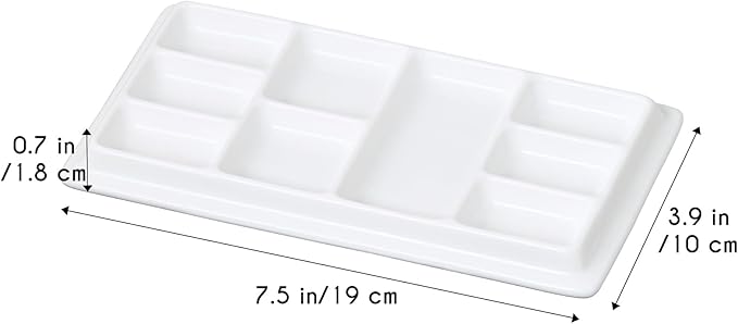 Ceramic Watercolor Palette with Lid, 9-Well Rectangular Paint Mixing Tray for Watercolor, Gouache, Acrylic & Oil Painting, White