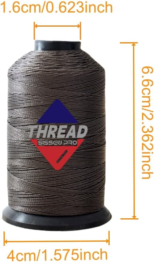 Sissewpro 1oz 375 yds Each 2 Pack Tex70 Bonded Nylon Thread 69 Upholstery Thread Heavy Duty Threads for Leather Sewing Machine, Beading, Hair Weaving, Denim, Canvas,Webbings 2oz Total（2, Coffee ）