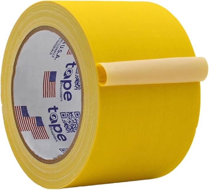 WOD GTC12 Gaffer Tape, Yellow Low Gloss Finish Film, 3 inch x 60 ft. Residue Free, Non Reflective Cloth Fabric, Secure Cords, Water Resistant, Photography, Filming Backdrop, Production