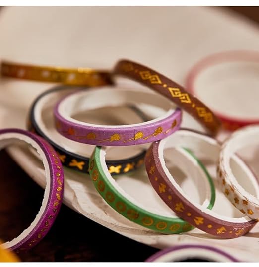 YUBX Skinny Gold Washi Tape Set Basic Foil Print Decorative Masking Tapes for Arts, DIY Crafts, Journals, Planners, Scrapbook, Wrapping (Orange of Sunset)