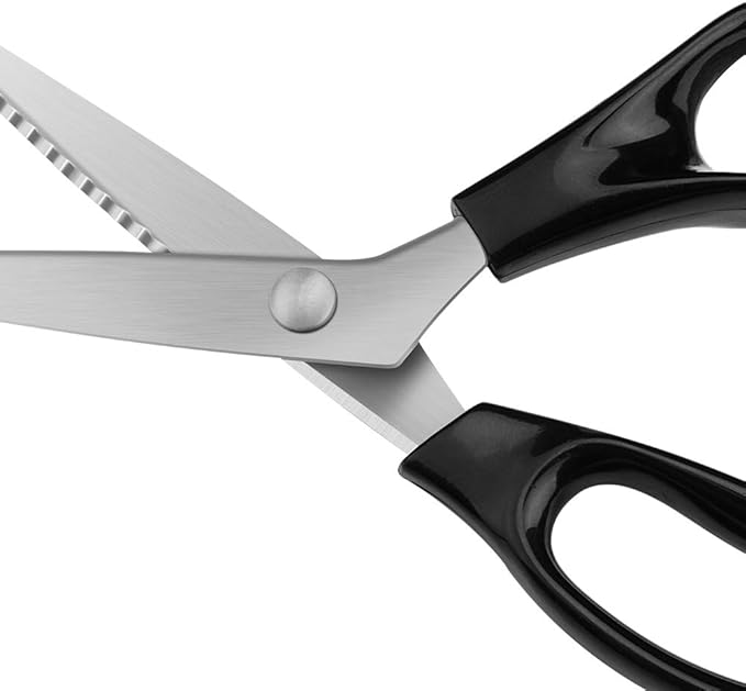 Pinking Shears for Fabric, Zig Zag Scissors, Ergonomic Grips, Ultra-Sharp, Professional Peaking Shears for Sewing, Craft, Dressmaking, 9 Inch, Black