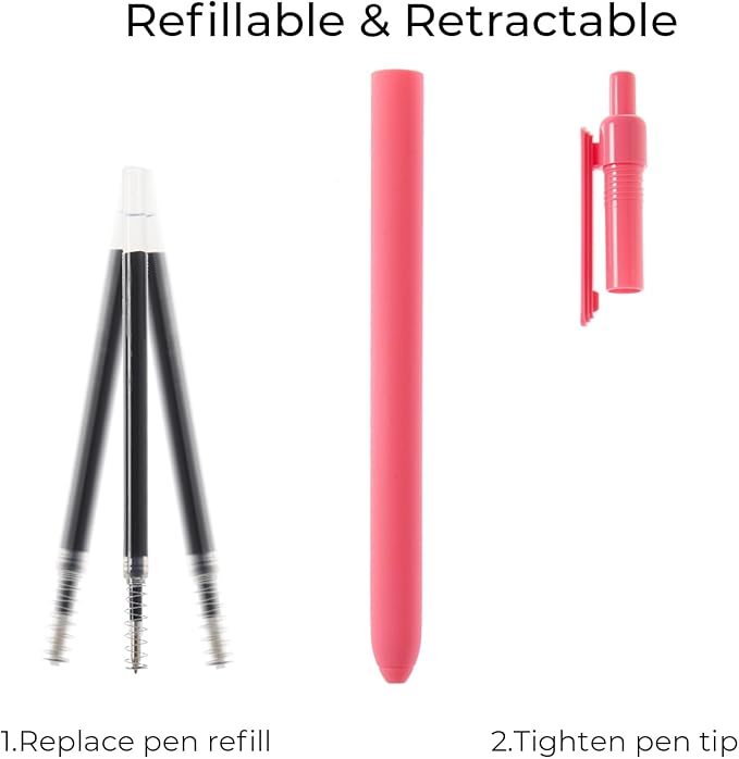 Y YOMA 4 Pcs Fine Point 0.5mm Gel Pen Black Ink Retractable Ballpoint Pen Smooth Writing Quick Dry Gel Pens Cute Aesthetic Pen Pastel Refillable Pen for School Home Office Supplies, Cute Pink