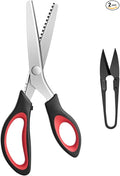 Pinking Shears Serrated,Comfort Grips Handled, Professional Dressmaking Sewing Craft Zig Zag Cut Scissors, Suitable for Many Kinds of Fabrics and Paper, 9 Inch