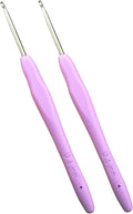 Mdoker 2PCS Small Size Crochet Hook Ergonomic Handle Crochet Hook Needles for Arthritic Hands,Thread Crochet Steel Lace Hooks Size 2.5mm