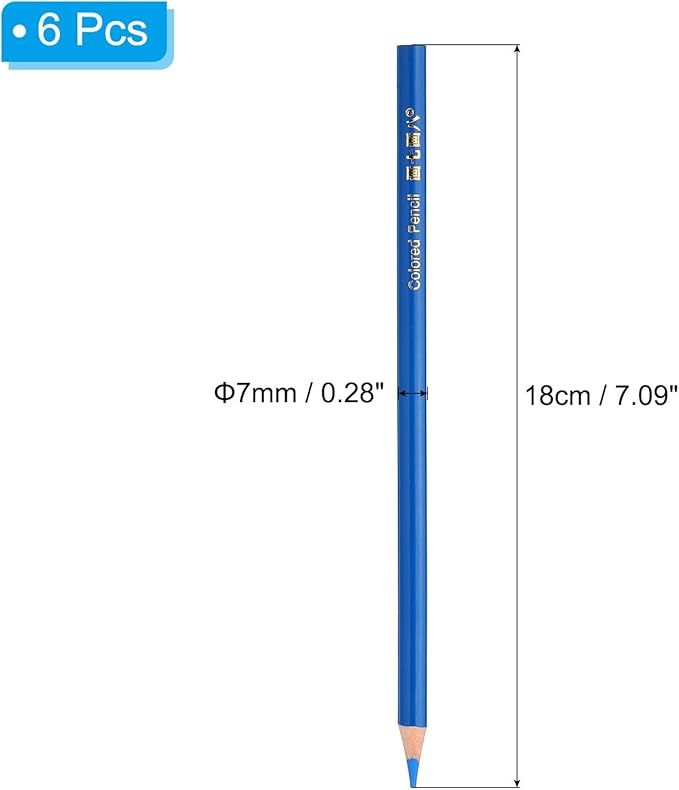 PATIKIL Medium Blue Colored Pencils Set,6 Pcs Oil Color Pencils Wooden Coloring Drawing Pencil for Artists Art Painting