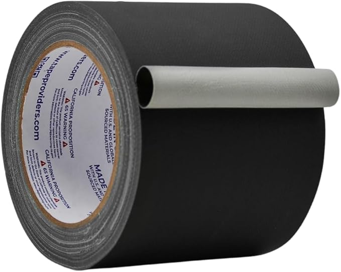 WOD GTC12 Gaffer Tape, Black Low Gloss Finish Film, 3 inch x 60 ft. Residue Free, Non Reflective Cloth Fabric, Secure Cords, Water Resistant, Photography, Filming Backdrop, Production