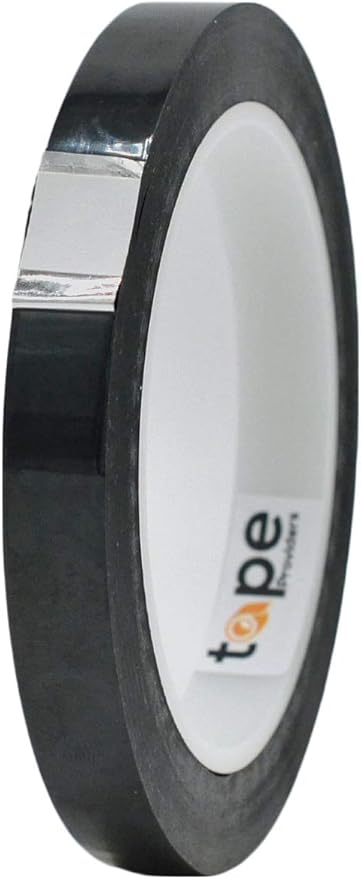MAT Metalized Polyester Mylar Film Tape, Black - 1/2 inch x 72 yds. Decor Tape for Detailing Accent Wall, Graphic Arts, Car and Boat Trim - Vibrant Mirror Like Finish
