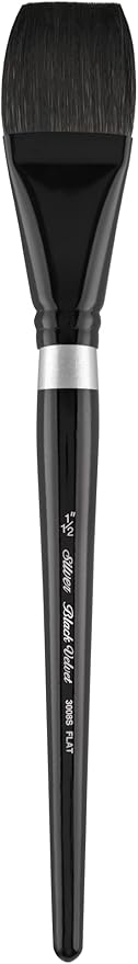 Silver Brush Limited 3008S-1-1/2 Black Velvet Square Wash Paintbrush for Watercolor, Gouache, Inks, & Dyes, Size 1-1/2 Inches, Short Handle
