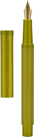 Hongdian 1851 Mustard Yellow Forest Fountain Pen Medium Nib, Classic Design with Converter and Metal Pen Case
