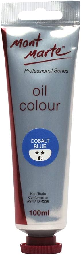 Mont Marte Oil Paint Premium, 3.4 US fl.oz (100ml) Tube, Cobalt Blue, Heavy Body Paint, Artist Quality, Good Coverage, Excellent Tinting Strength, Ideal for Painting Canvas