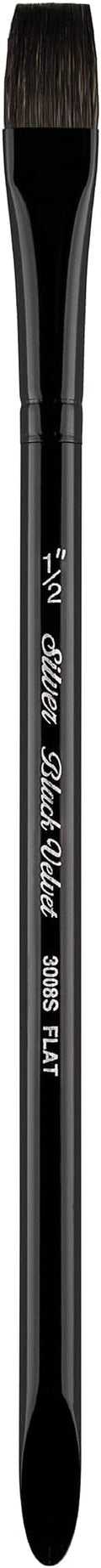 Silver Brush Limited 3008S-1/2 Black Velvet Square Wash Paintbrush for Watercolor, Gouache, Inks, & Dyes, Size 1/2 Inch, Short Handle