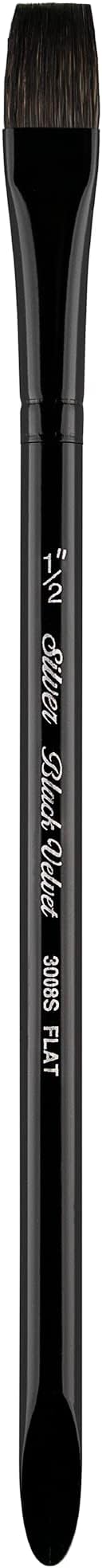 Silver Brush Limited 3008S-1/2 Black Velvet Square Wash Paintbrush for Watercolor, Gouache, Inks, & Dyes, Size 1/2 Inch, Short Handle