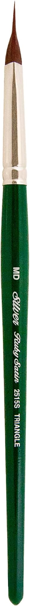 Silver Brush Limited 2515S-MD Ruby Satin Pointed Triangle Paintbrush for Oil, Acrylic, and Heavy Body Paints, Size MD, Short Handle